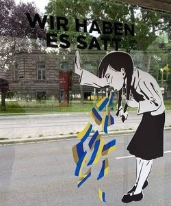 Стены в столице Австрии украшены антиукраинскими наклейками