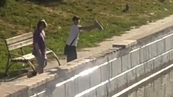 Юные вандалы разрушают набережную в Астрахани