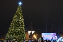 На главной ёлке Астрахани торжественно зажгли огни 